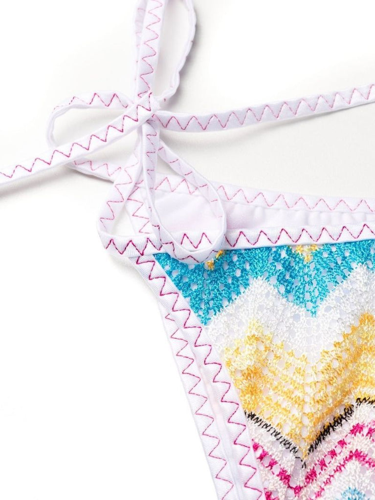 Multicoloured Crochet Knit Bikini