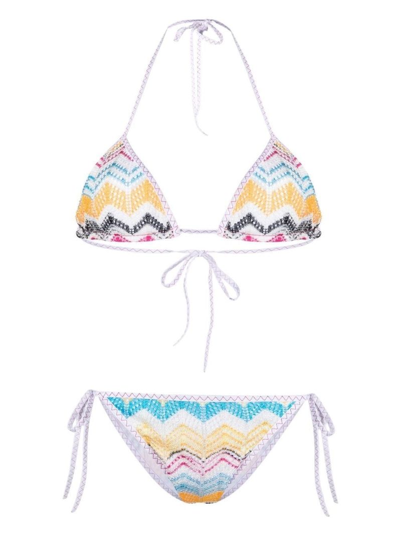 Multicoloured Crochet Knit Bikini