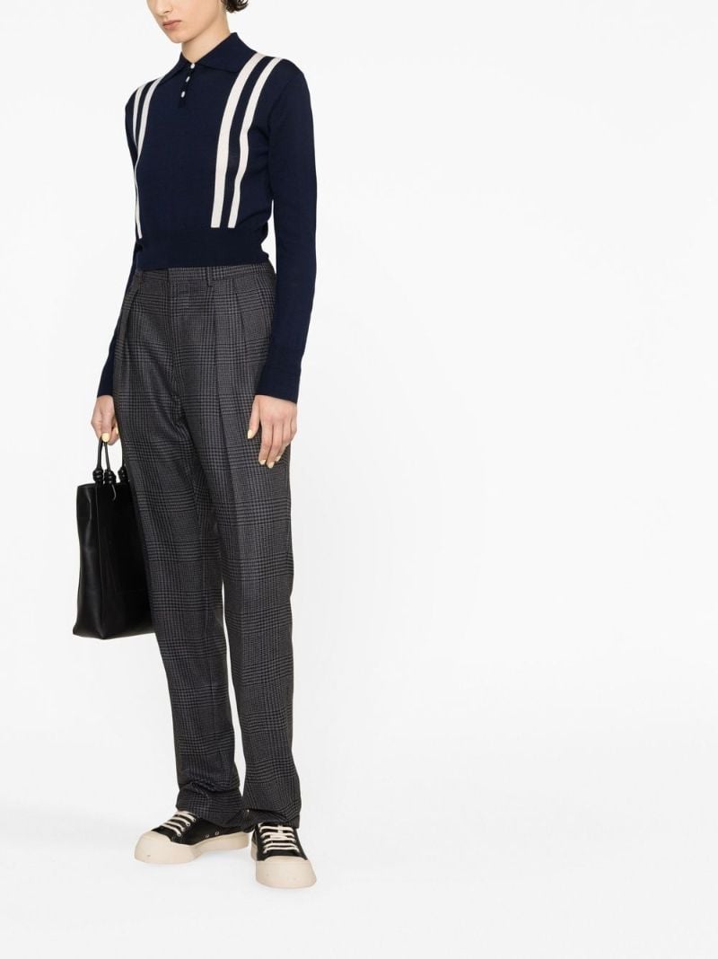 Blue Long-sleeve Knit Polo Sweater