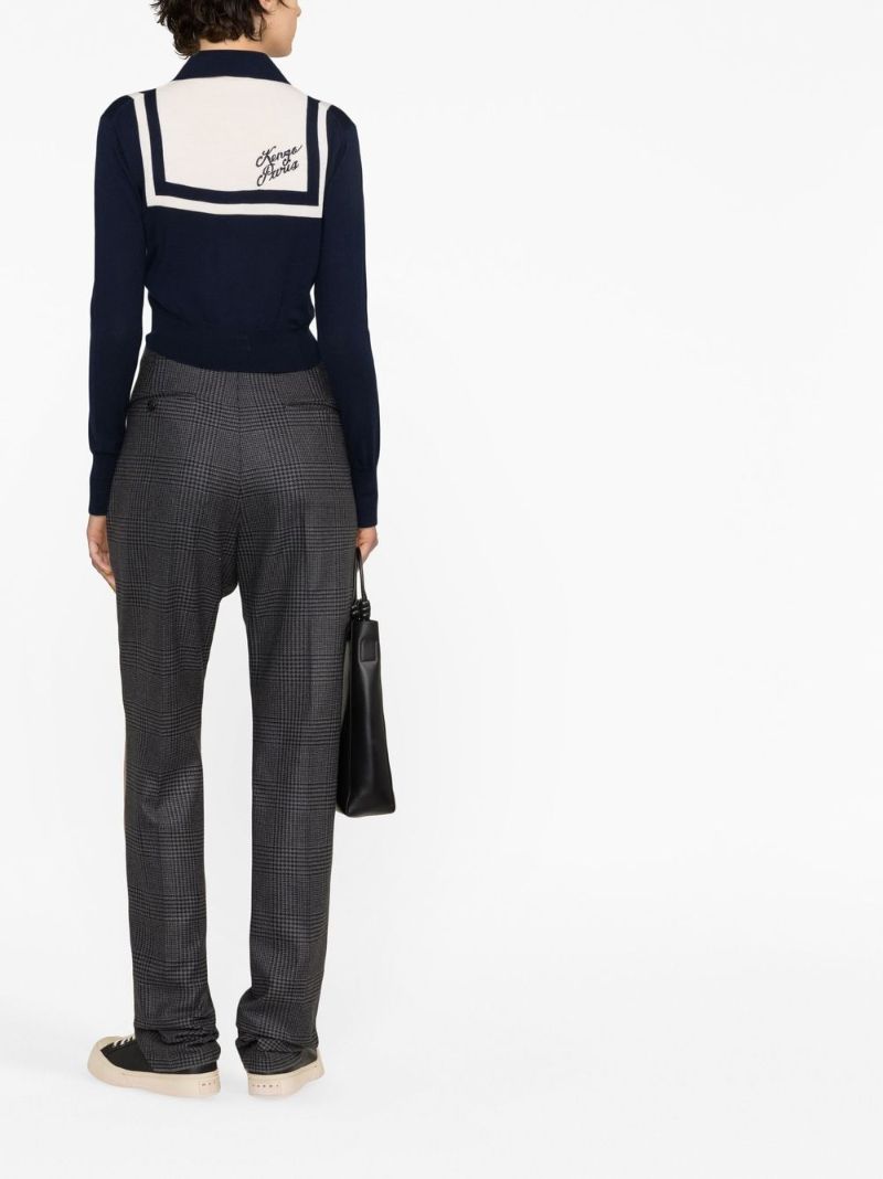 Blue Long-sleeve Knit Polo Sweater