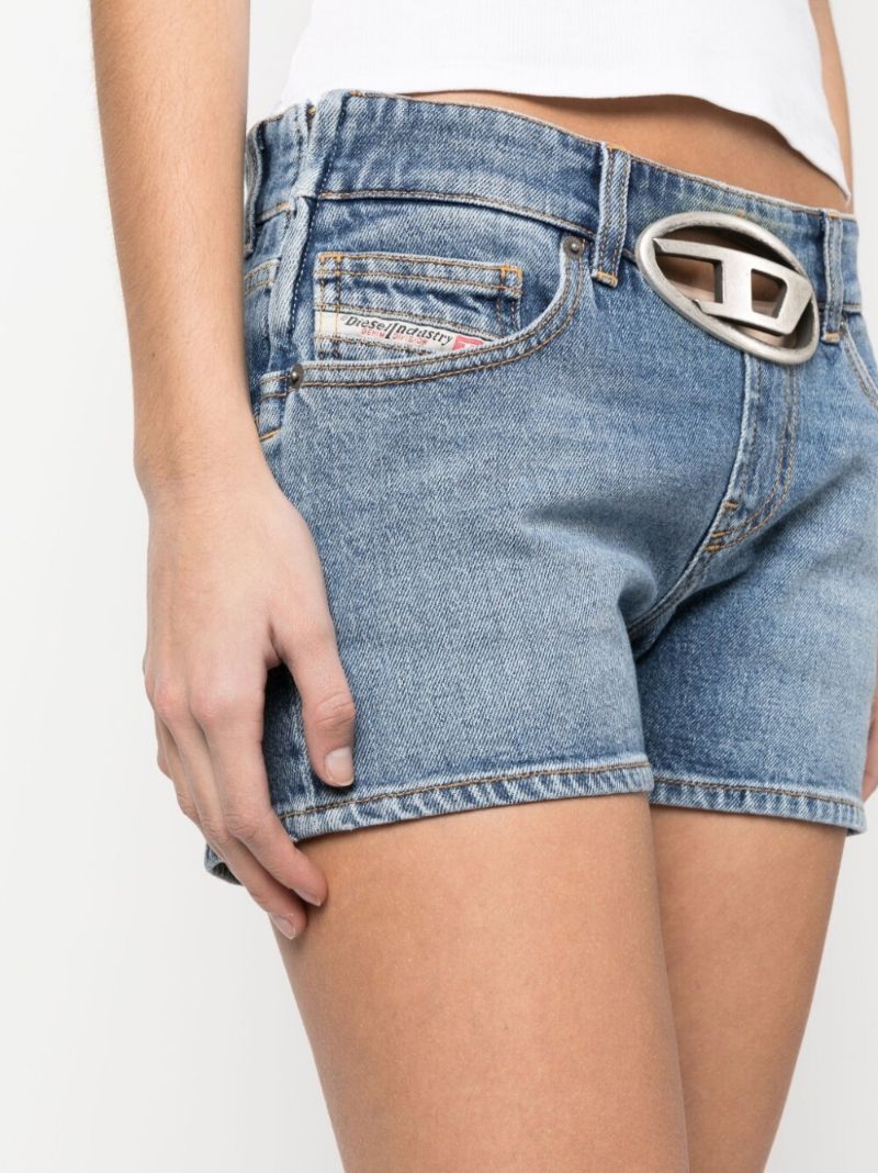 Blue Logo Plaque Denim Shorts