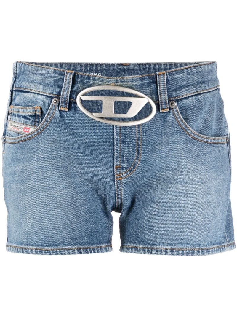 Blue Logo Plaque Denim Shorts