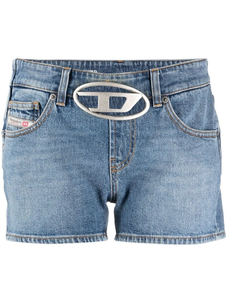 Blue Logo Plaque Denim Shorts