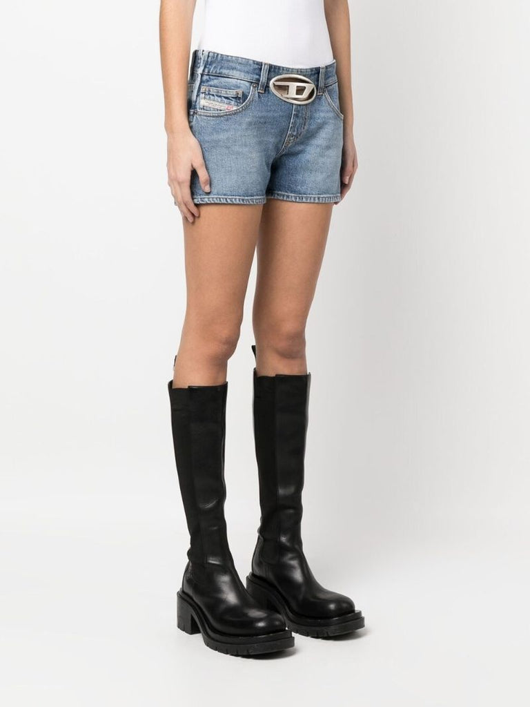 Blue Logo Plaque Denim Shorts