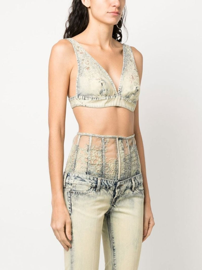 Neutral Denim Bralette Top