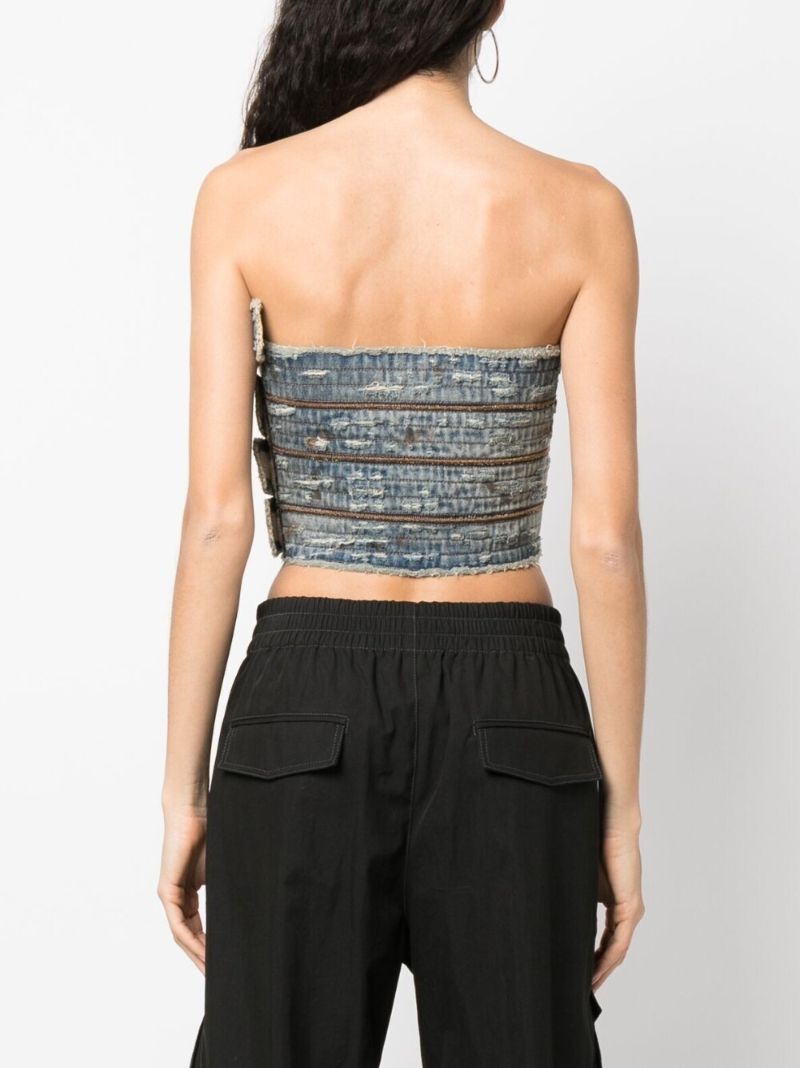Blue Logo Plaque Denim Bandeau Top