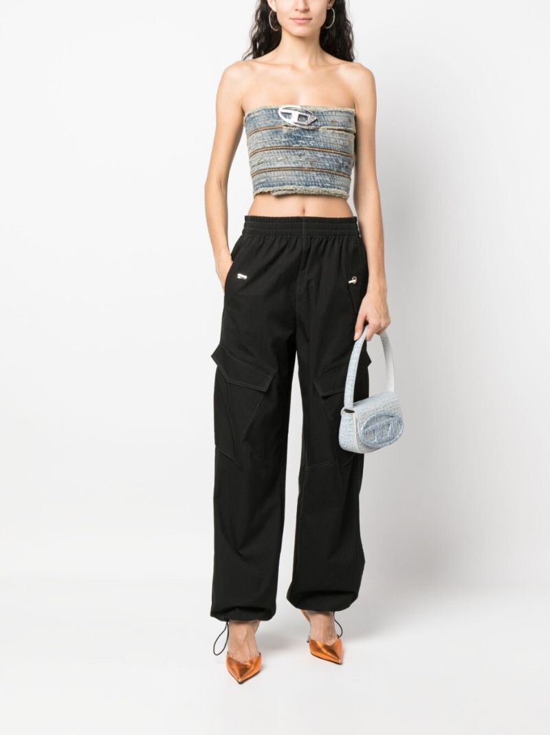 Blue Logo Plaque Denim Bandeau Top