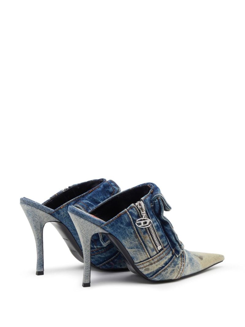 Blue D-venus Pocket Denim Mules