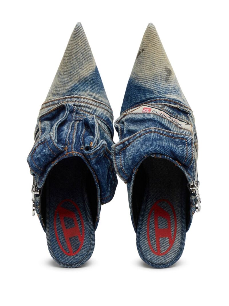 Blue D-venus Pocket Denim Mules