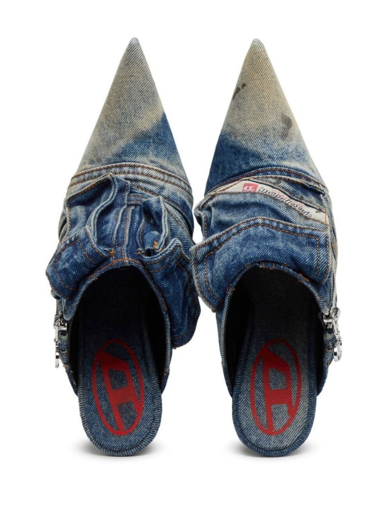 Blue D-venus Pocket Denim Mules