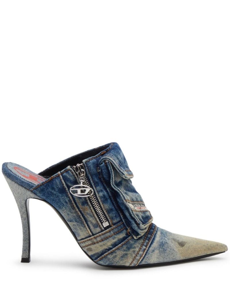 Blue D-venus Pocket Denim Mules