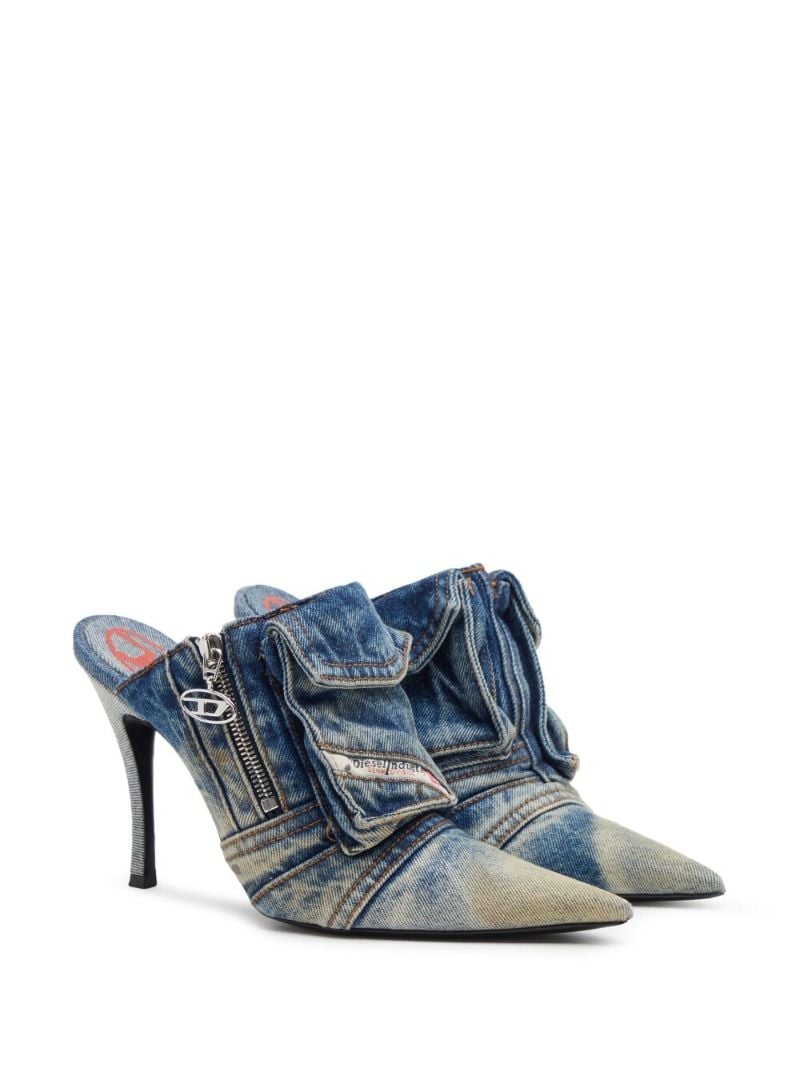 Blue D-venus Pocket Denim Mules