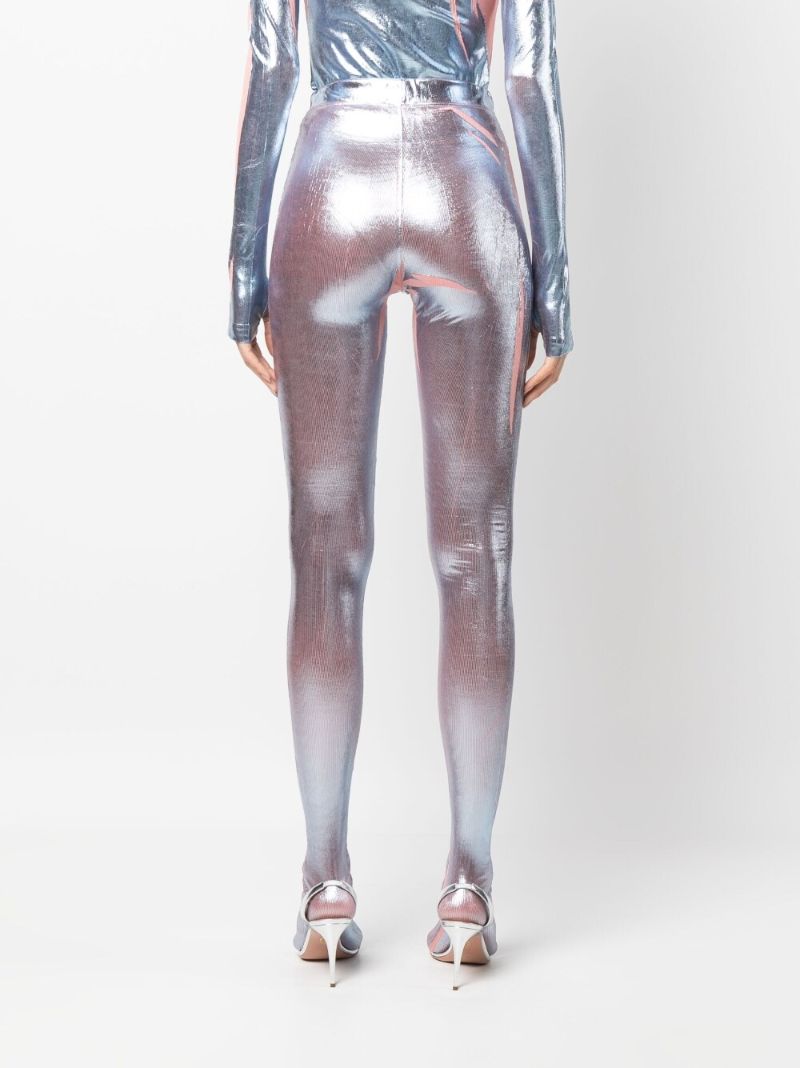 Blue Foil Print Tights