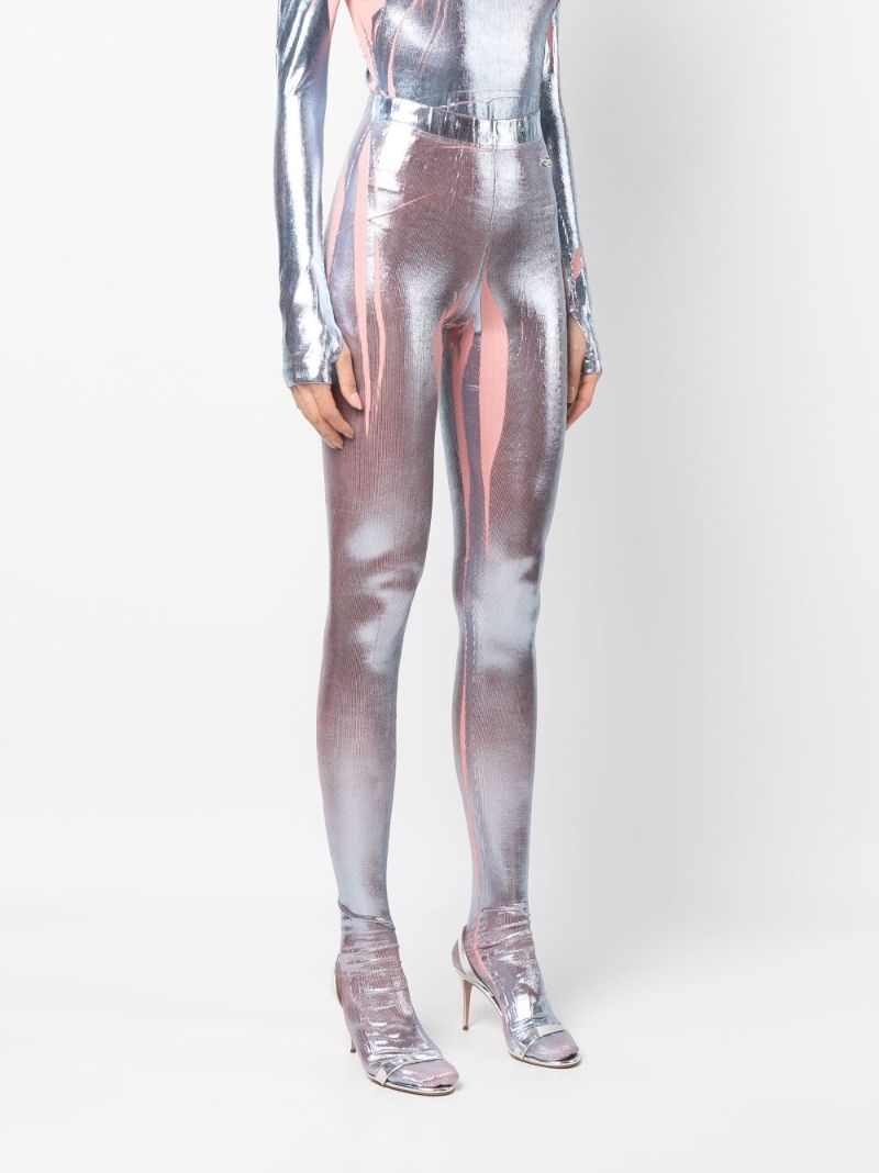 Blue Foil Print Tights