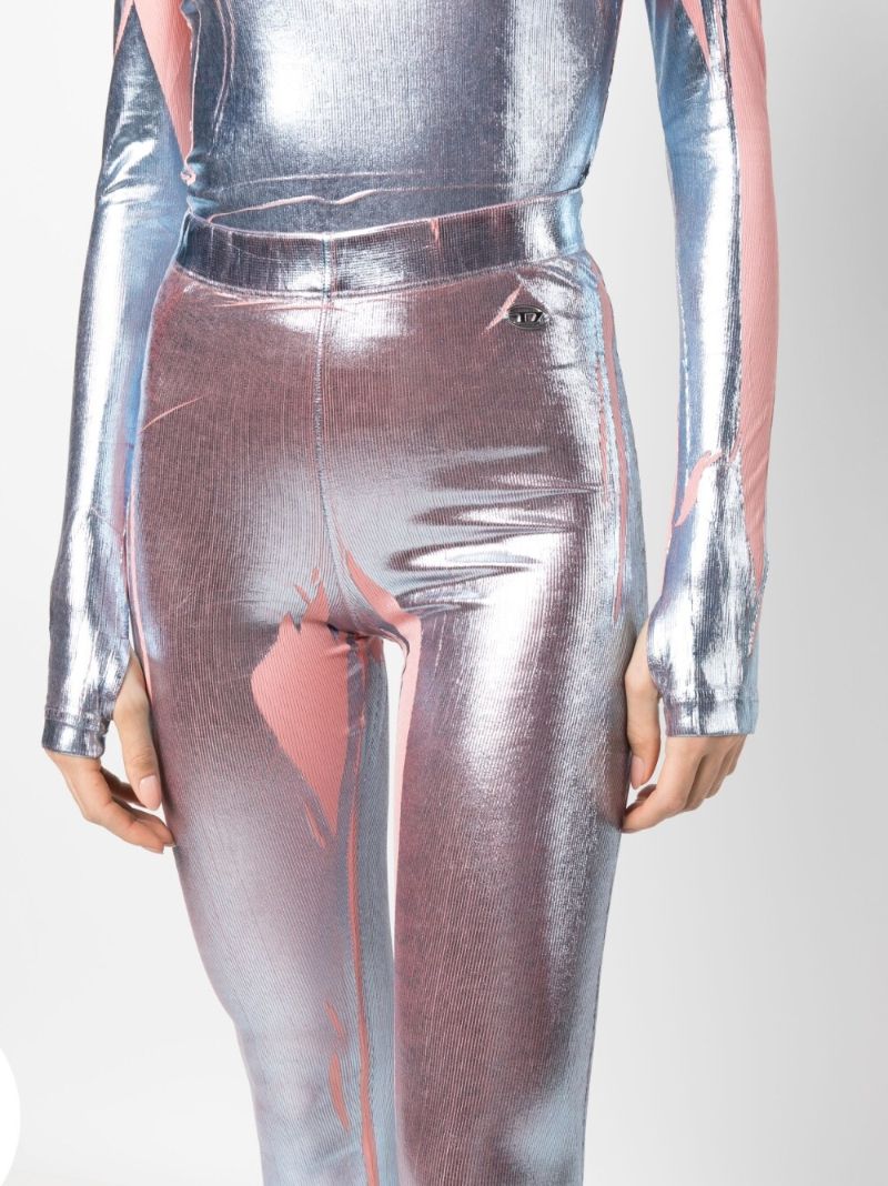 Blue Foil Print Tights