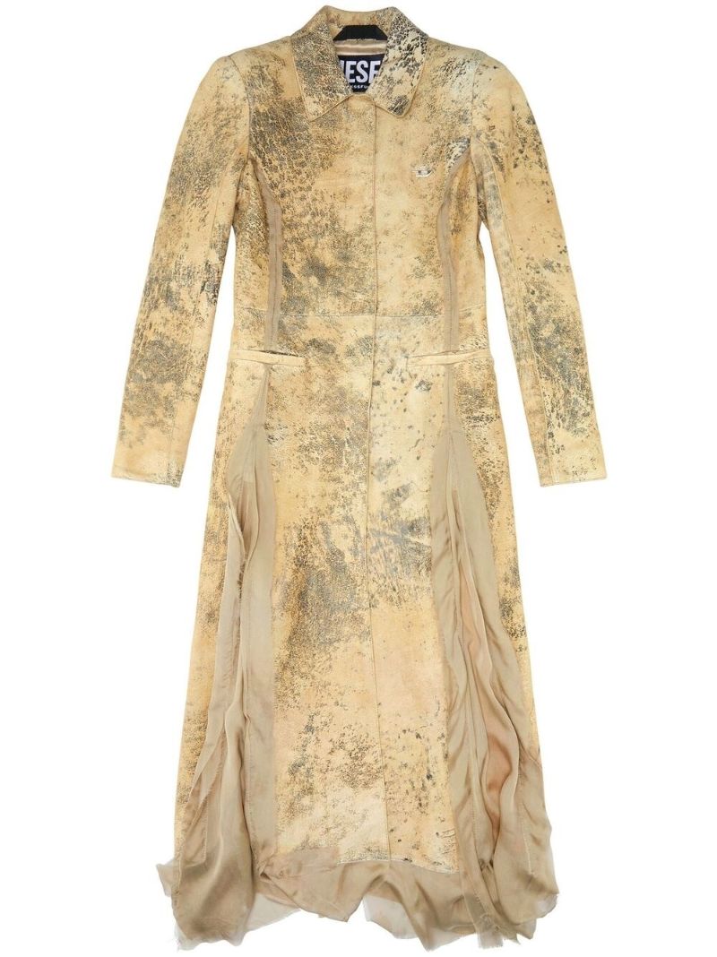 Neutral Distressed Leather Dress