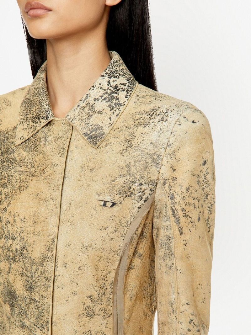 Neutral Distressed Leather Dress