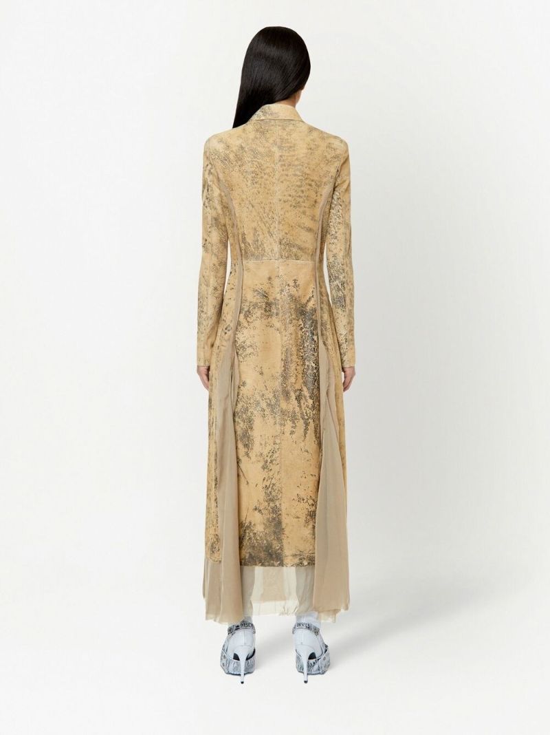Neutral Distressed Leather Dress