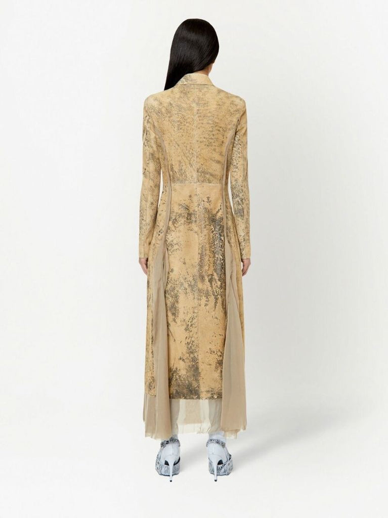 Neutral Distressed Leather Dress