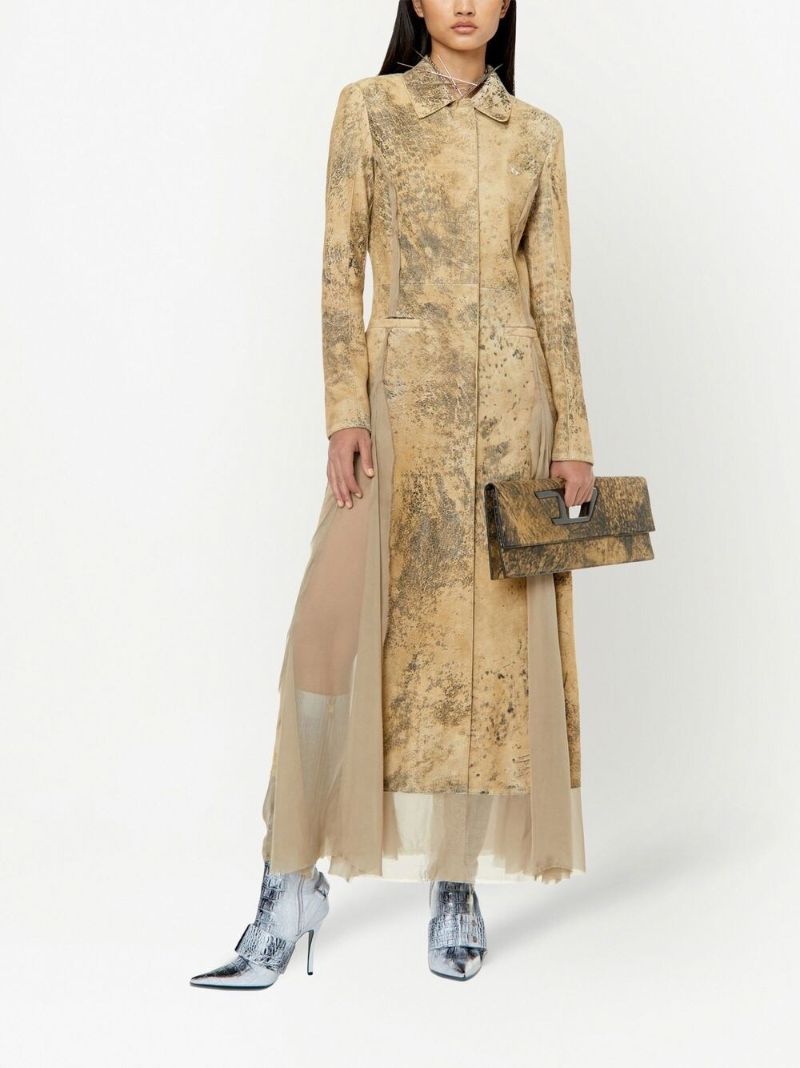Neutral Distressed Leather Dress