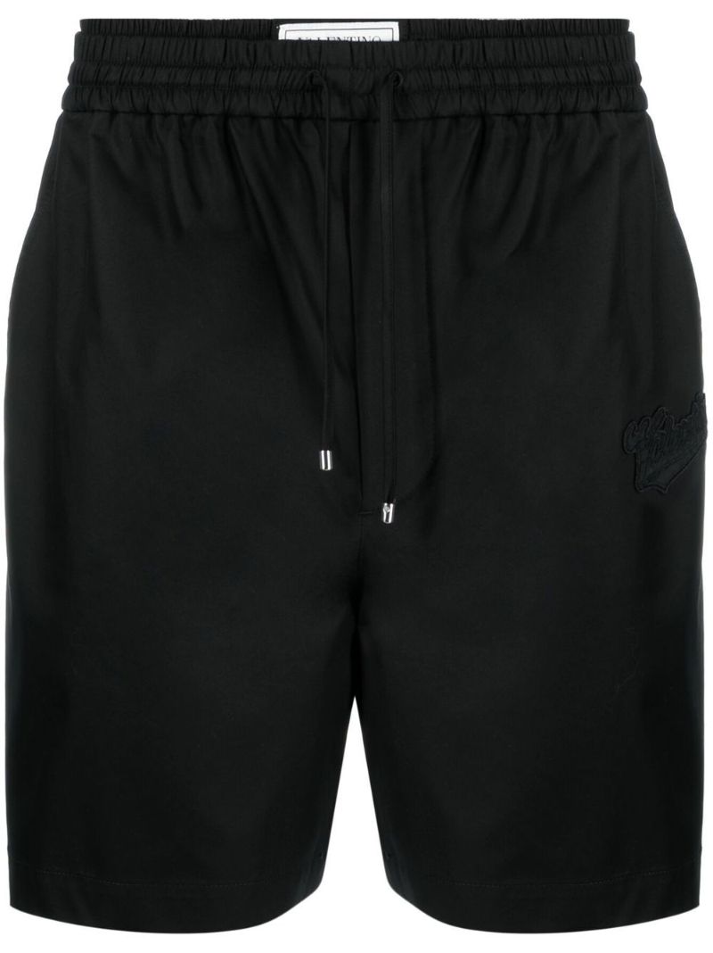 Black Logo AppliquÃ_x0083_Â© Track Shorts