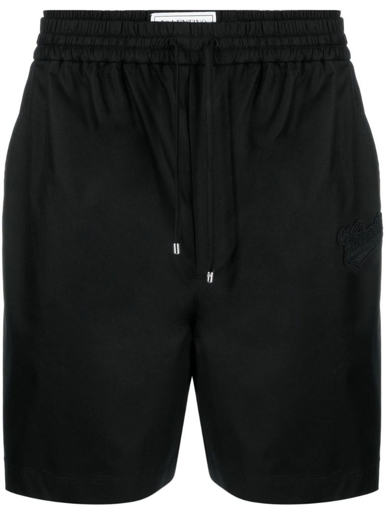 Black Logo AppliquÃ_x0083_Â© Track Shorts