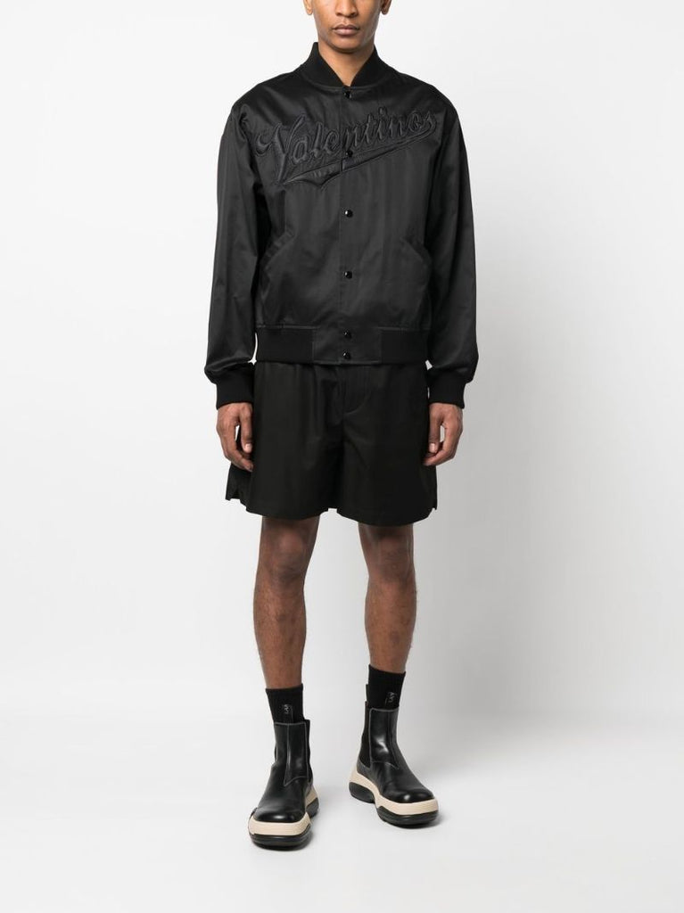 Black Logo AppliquÃ_x0083_Â© Track Shorts