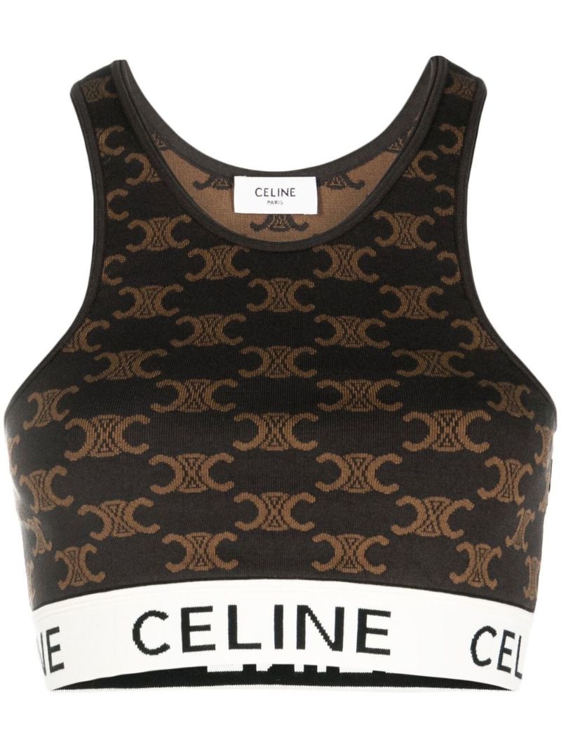 Brown Triomphe Jacquard Crop Top