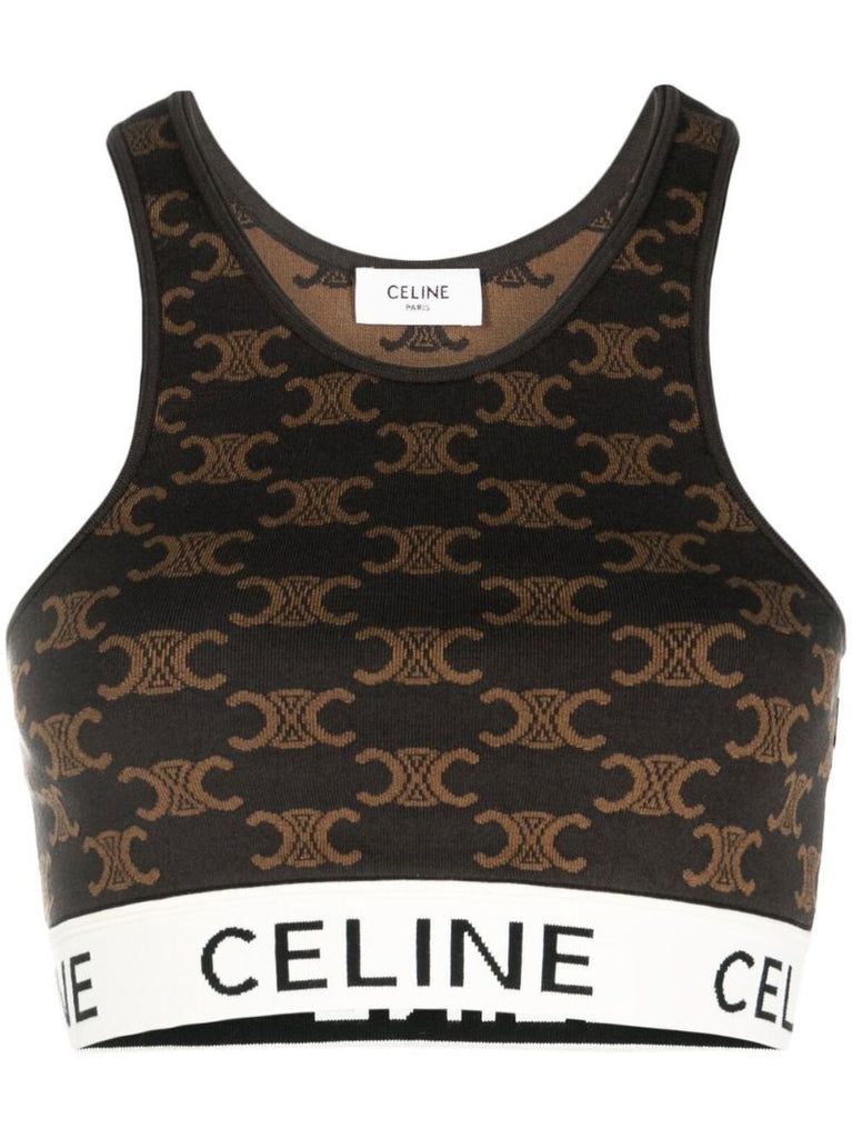Brown Triomphe Jacquard Crop Top