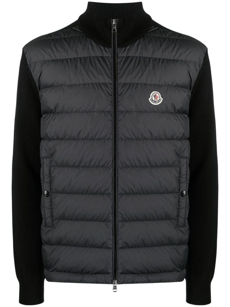 Black Quilted Wool Cardigan