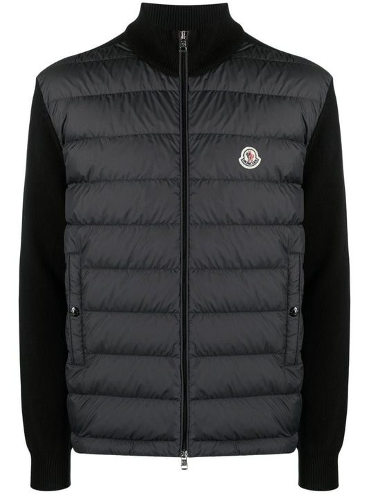 Black Quilted Wool Cardigan