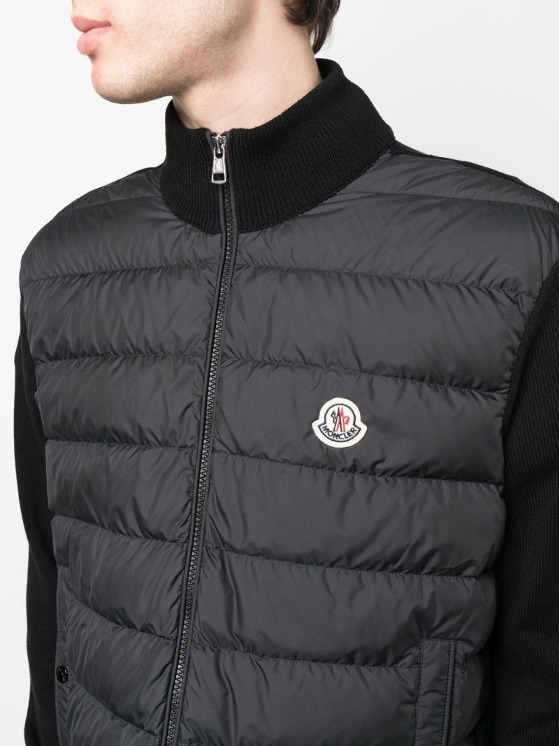 Black Quilted Wool Cardigan