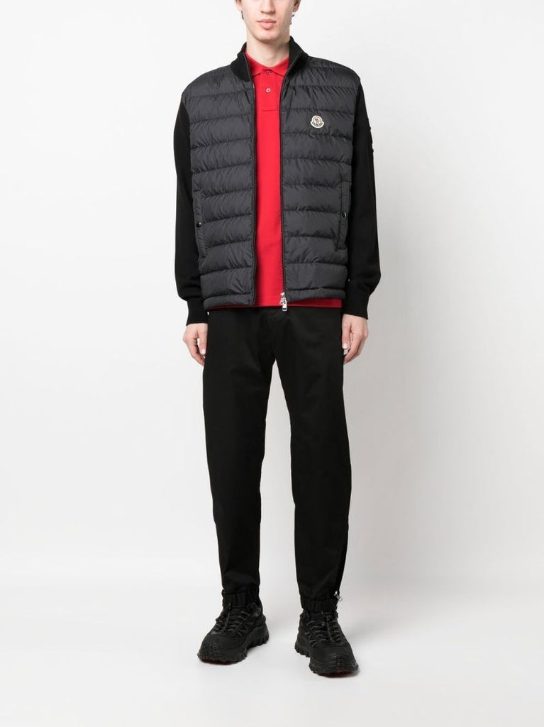 Black Quilted Wool Cardigan