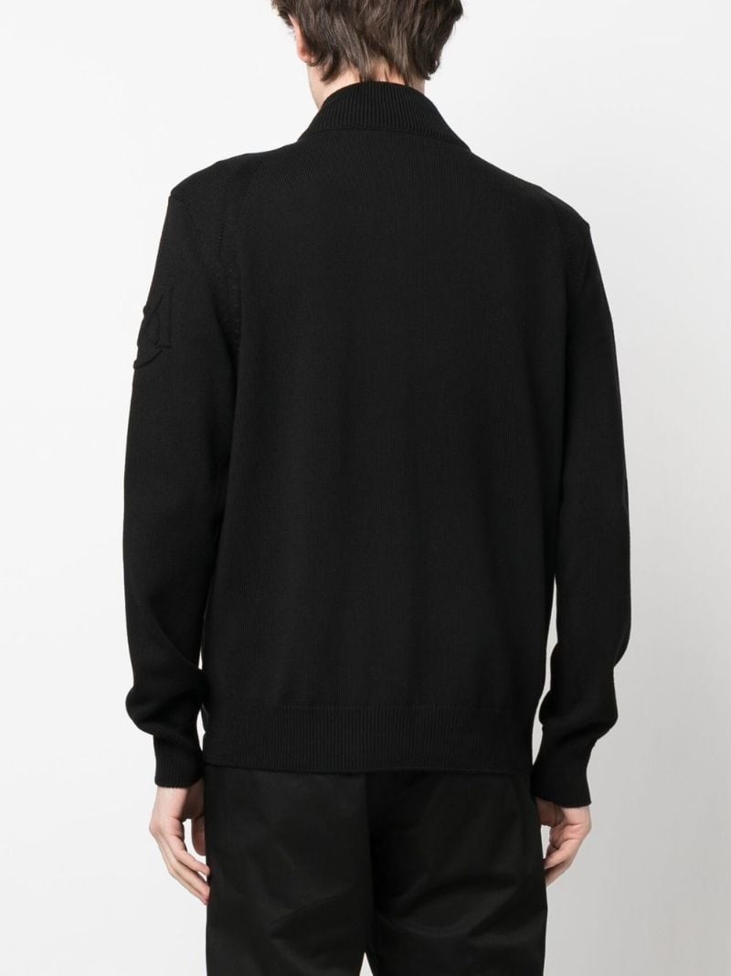Black Quilted Wool Cardigan