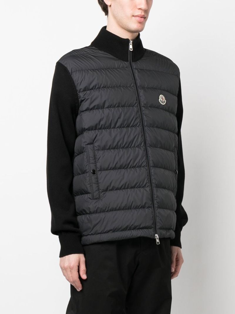 Black Quilted Wool Cardigan