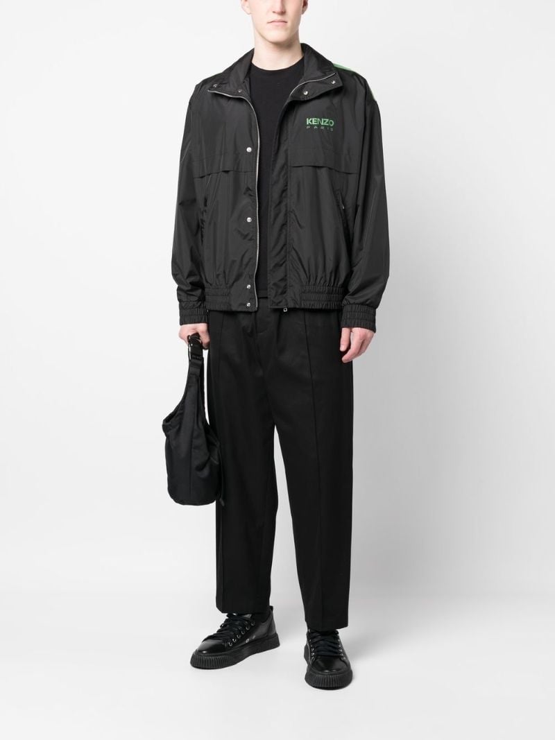 Black Logo Print Lightweight Windbreaker