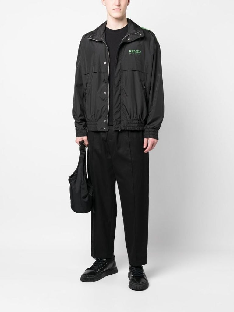 Black Logo Print Lightweight Windbreaker