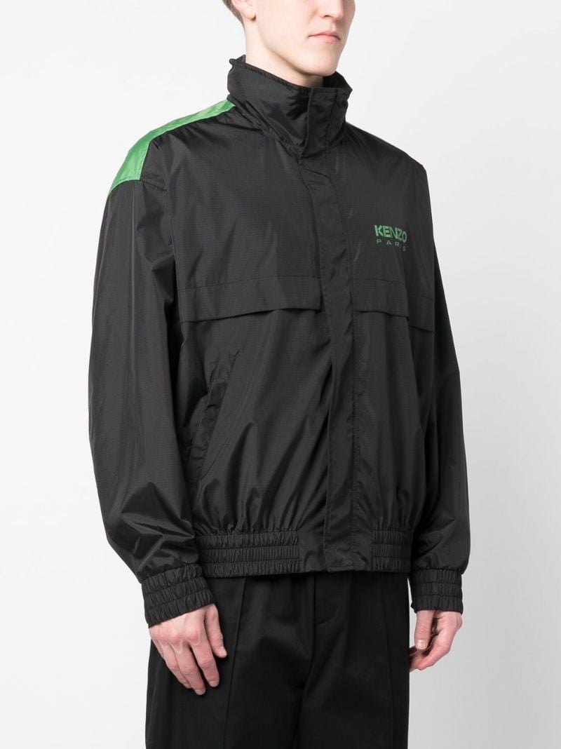 Black Logo Print Lightweight Windbreaker