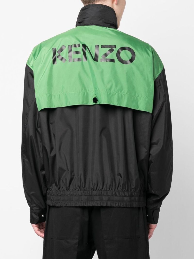Black Logo Print Lightweight Windbreaker