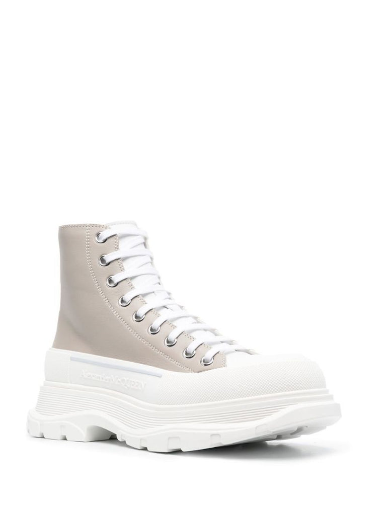 Neutral and White Tread Slick Boots