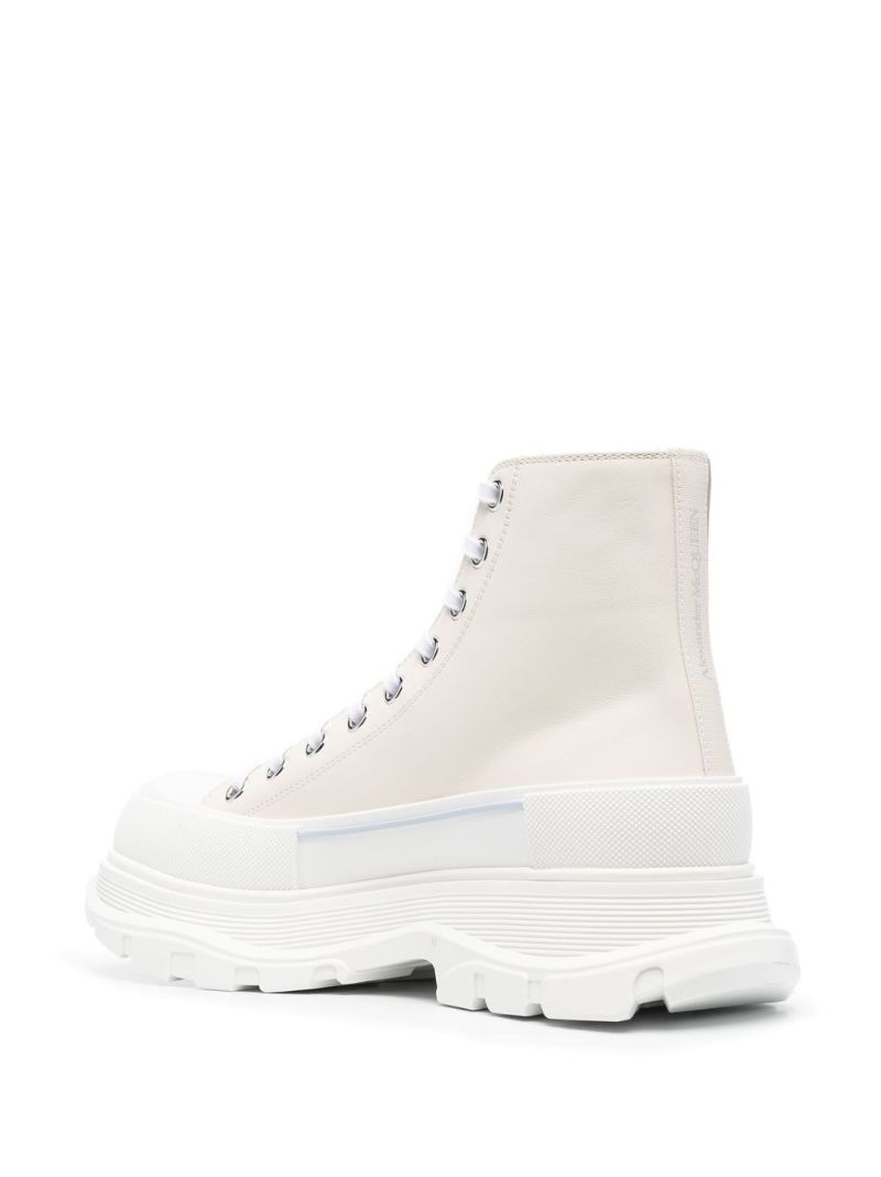 Neutral and White Tread Slick Boots