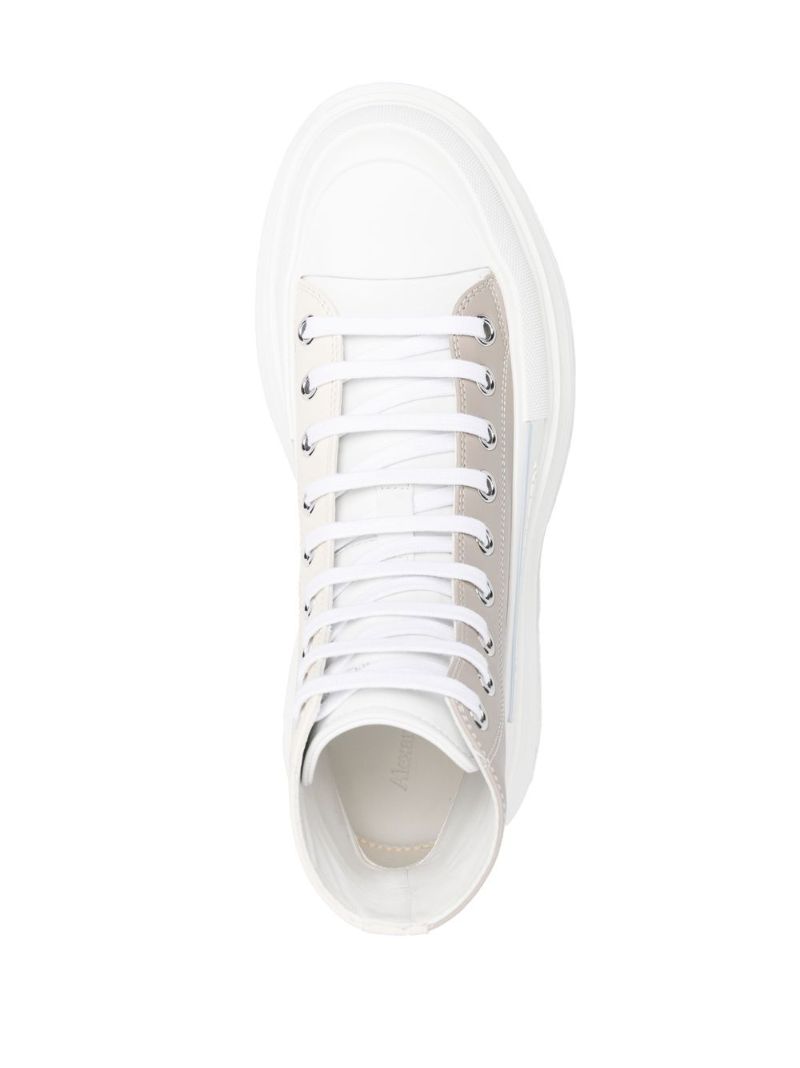 Neutral and White Tread Slick Boots