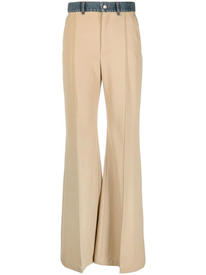 Beige Panelled Tailored Trousers