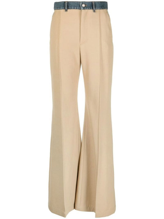 Beige Panelled Tailored Trousers