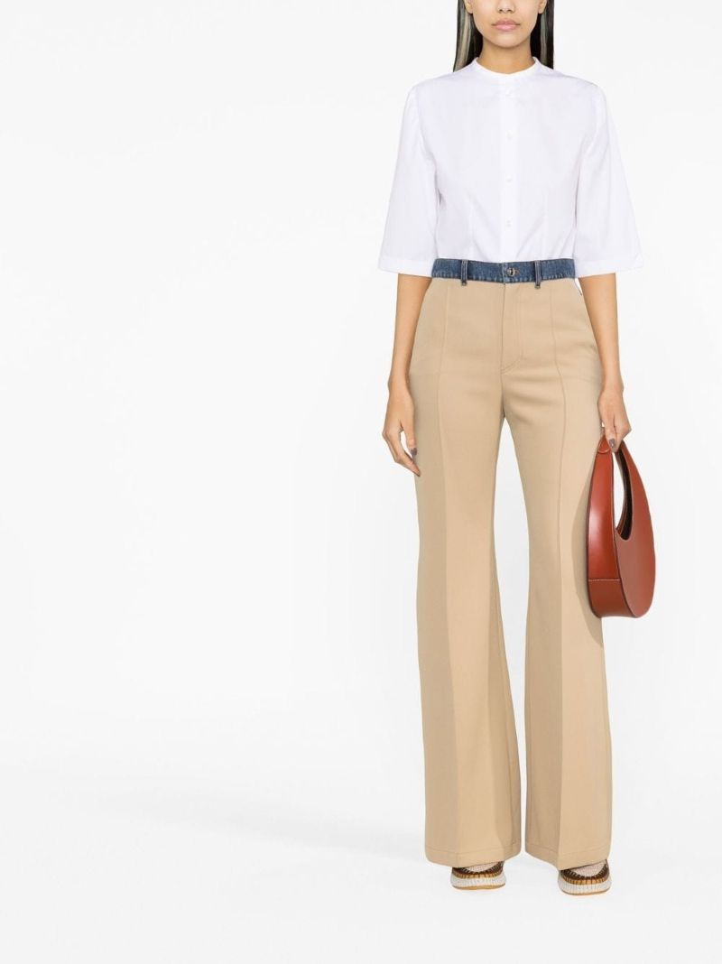 Beige Panelled Tailored Trousers