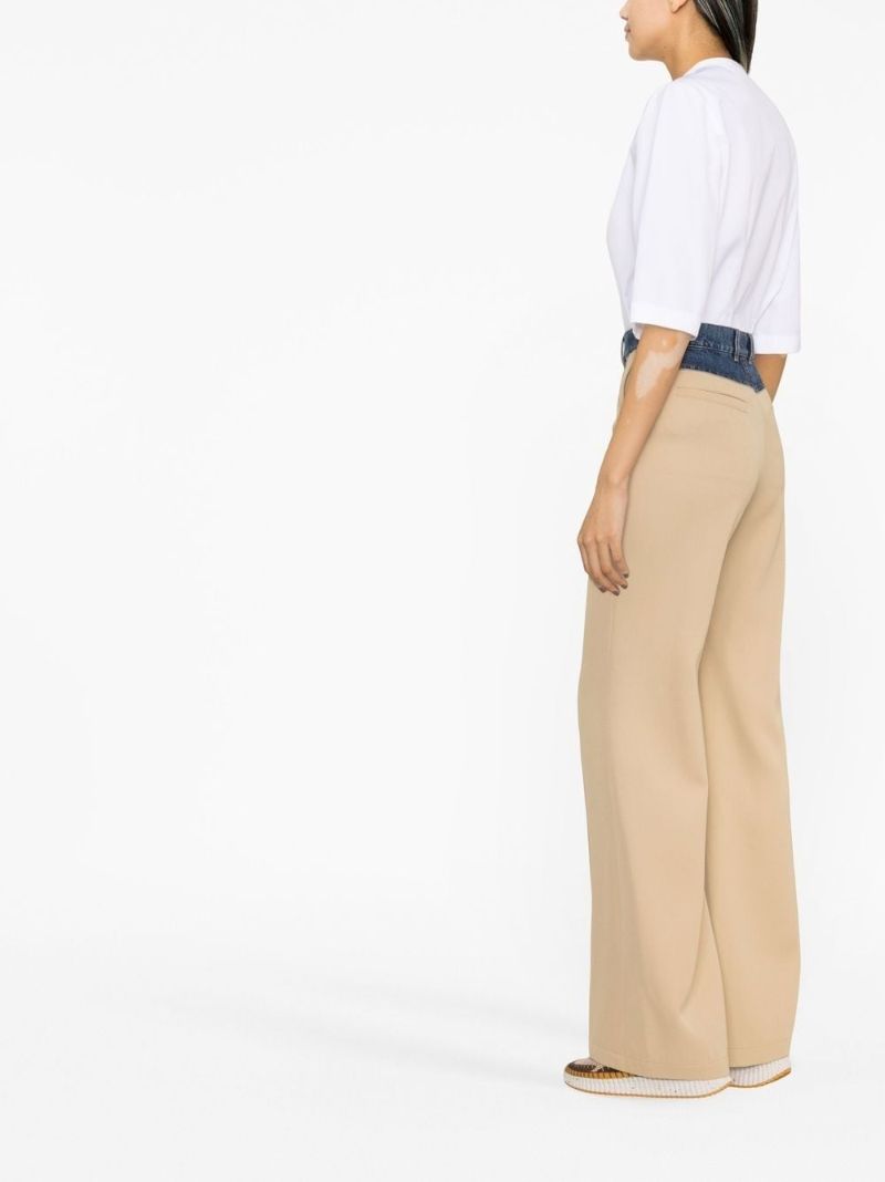 Beige Panelled Tailored Trousers