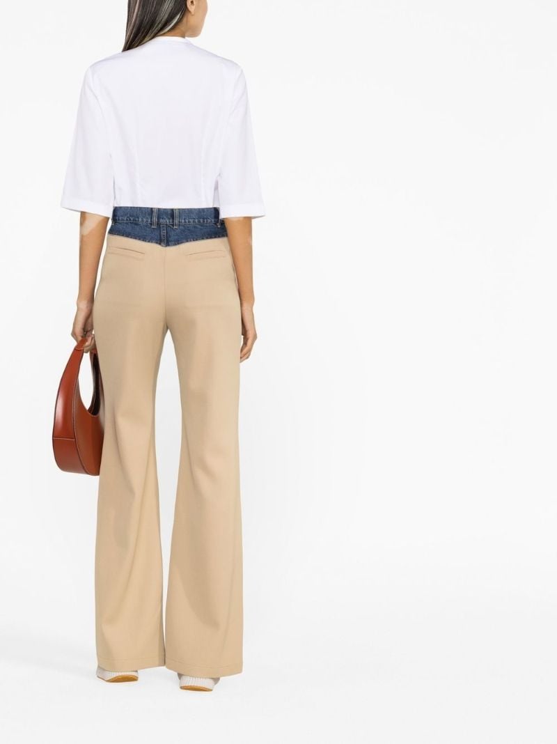 Beige Panelled Tailored Trousers