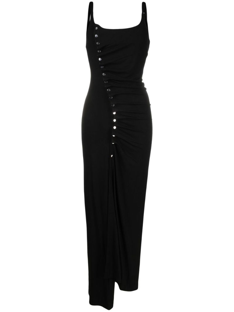 Black Stud-embellished Ruched Maxi Dress