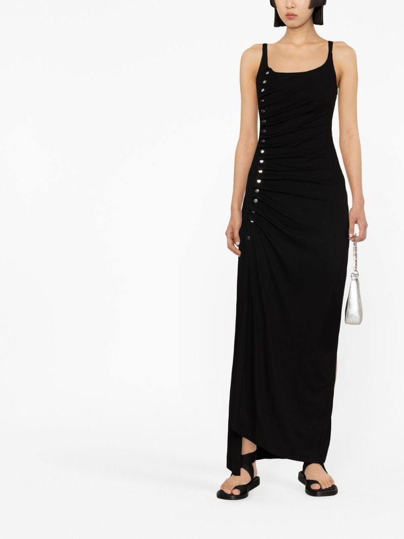 Black Stud-embellished Ruched Maxi Dress