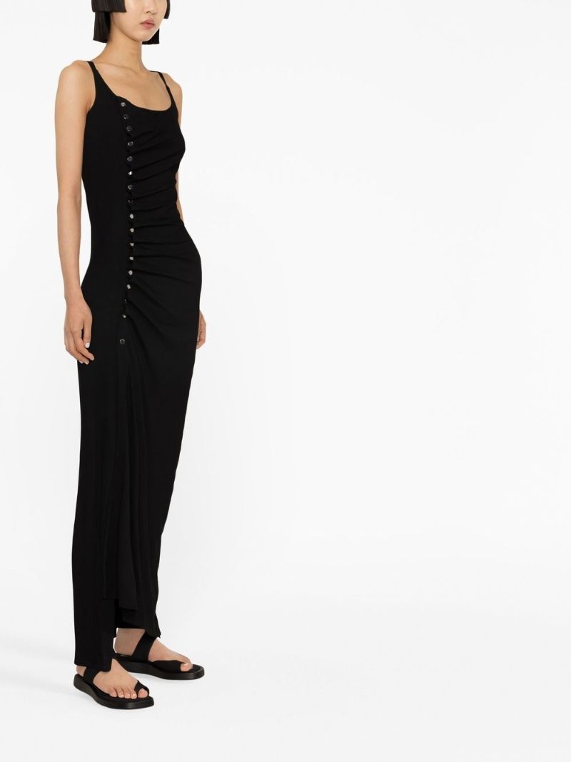 Black Stud-embellished Ruched Maxi Dress
